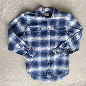 JACHS Men's Blue Plaid Flannel Button-Up Shirt Size M Long Sleeve
